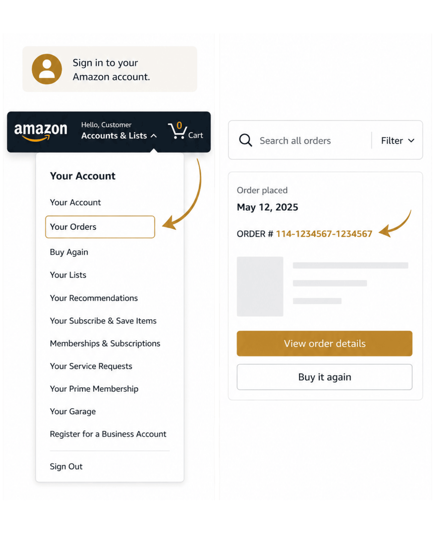Amazon Order Number Dashboard